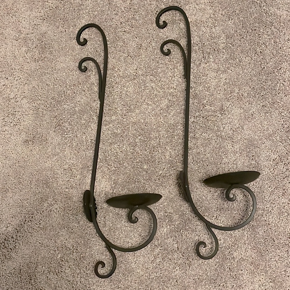 Two Rod Iron Wall Candle Holders